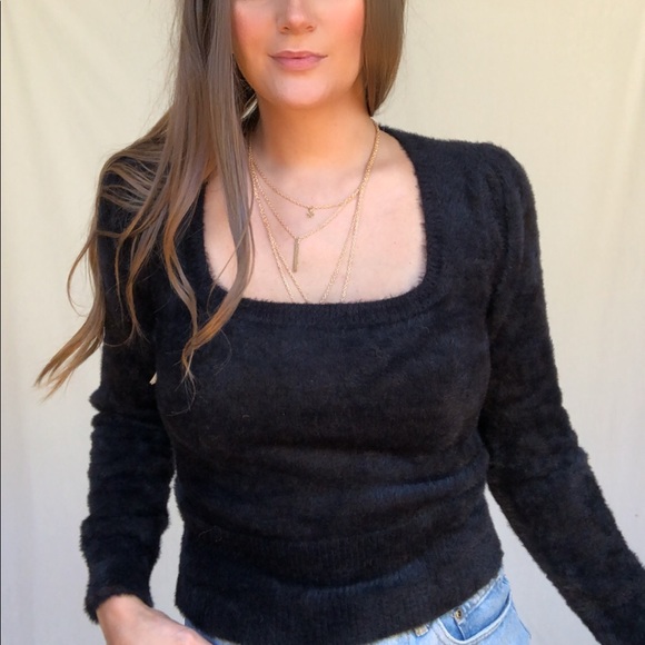 NWOT ASTR Stretchy black fuzzy sweater - Picture 9 of 12